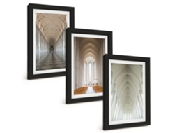 Pinturas Murais Modernasinteriores De Edifícios Históricos Moldura Preta Fotos Para O Corredor Espelharte (3 Peças 20x30 Cm)