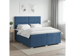 Vidaxl Cama Box Spring Com Colchão Azul 200 X 200 Cm Tecido
