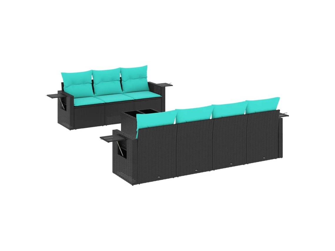 Conjunto de Sofá de Jardim, 9 Peças, Almofadas, Rattan Marrom MAISON EXCLUSIVE