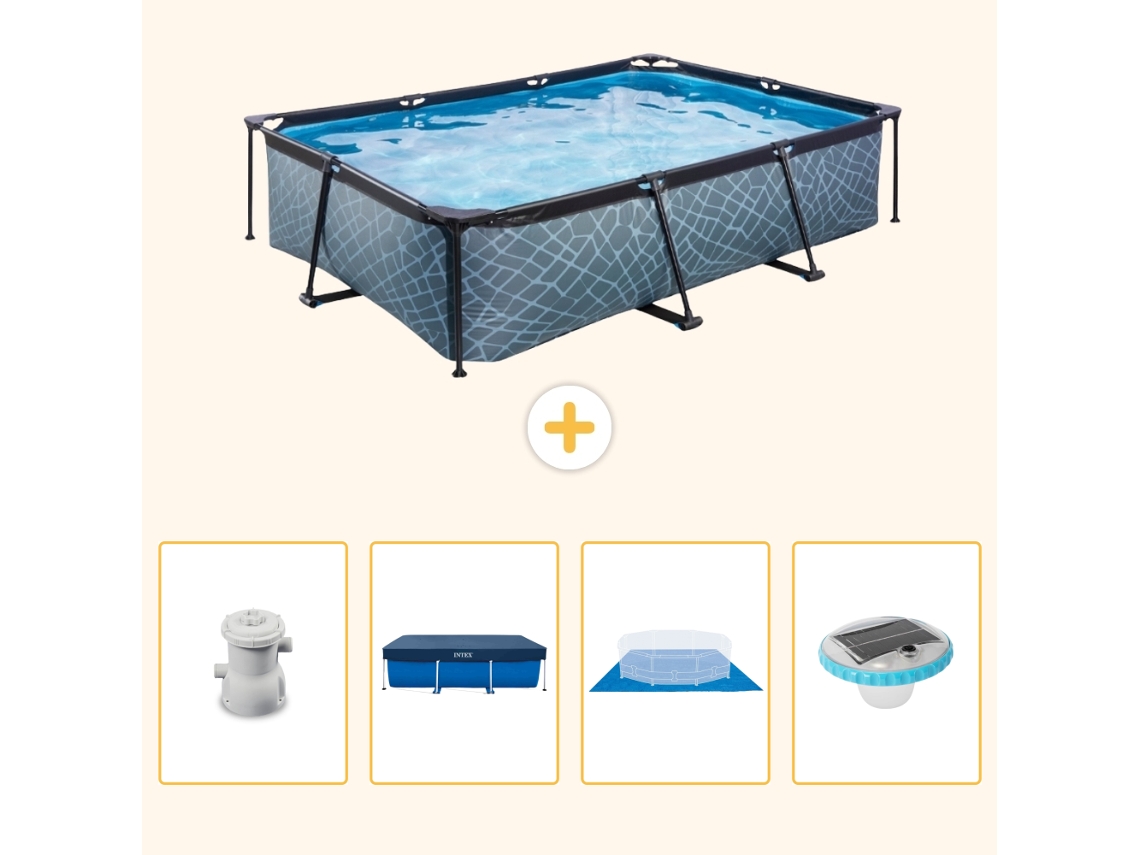 Exit-toys Piscina Exit Retangular - Efeito Pedra - 300x200x65 Cm - 5-peças S248