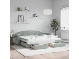 Vidaxl Sofá cama C/ Gavetão e Gavetas 90x190 Cm Veludo Cinzento claro