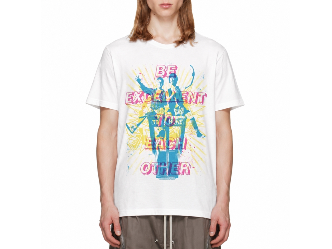 Rockinstone Bill And Ted Overlays White Adult T-shirt Size:m