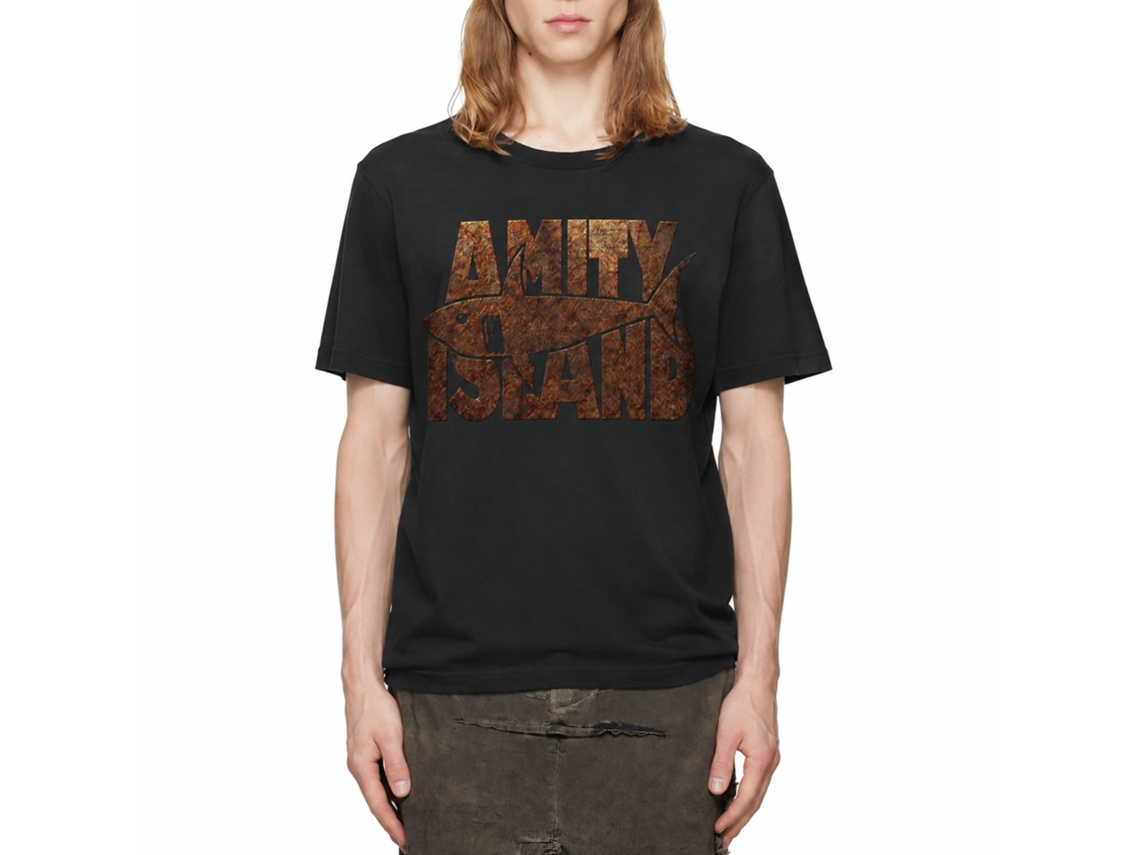 Rockinstone Jaws Movie Shark Burst Black Adult T-shirt Size:xxxl