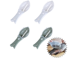 4 Peças Raspador de Escamas de Peixe, Transparente com Tampa, Seguro e Fácil de Limpar, para Remover Escamas Eficazmente