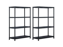 Vidaxl Estantes De Arrumação 2 Pcs Preto 220 Kg 90x40x138 Cm Plástico