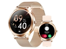 Smartwatch Kw10 Redondo Ip68 À Prova Dágua Rastreador Fitness Pedômetro Sono Pulseira Para Ios/android Ouro Bestvite