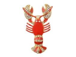 Broche Liga Forma Lagosta Decoração Cristais Acessório Roupas