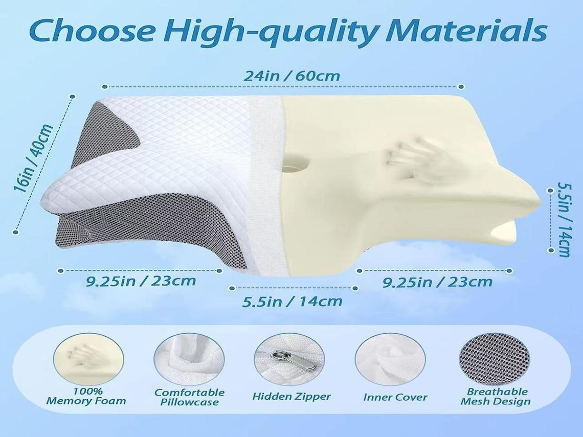 Lurelia Almofada Dormir, Espuma Viscoelástica, Ergonómica, Respirável, Lavável, Removível, Sono Descanso Variante 06