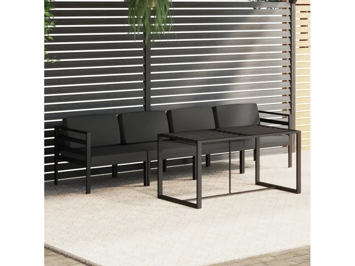 Inclui 5 peças de Lounge Garden com Almofadões Alumínio Antracite Dkd Home Decor