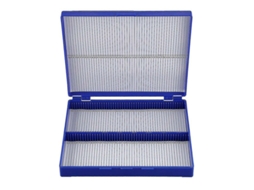Caixa de Microscópio Retangular de Plástico Azul Royal para 100 Lâminas
