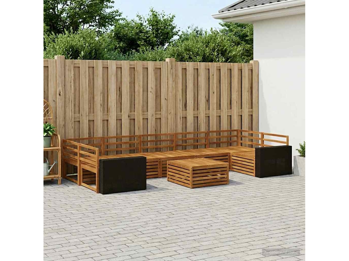 Vidaxl Conjunto De Sofás Para Exterior 8 Pcs Natural