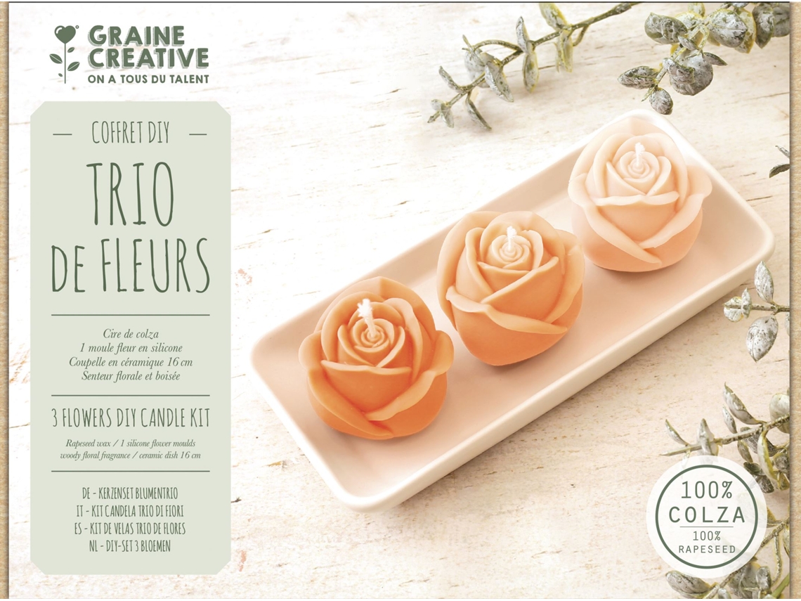 Kit Para Fazer Velas Artesanais Graine Creative Trio De Flores Com Tigela De Cerâmica
