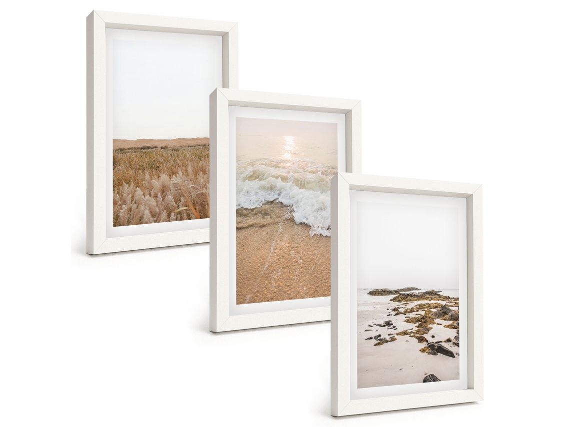 Composição De Quadros Ondas Da Praia, Pedras, Verão Espelharte (3 Peças 20x30 Cm)
