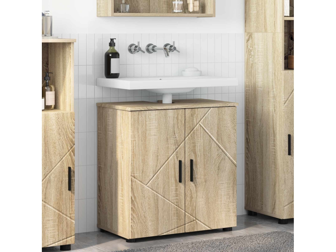 Vidaxl Armário De Banheiro Com Porta Carvalho Sonoma 61 X 35 X 64 Cm