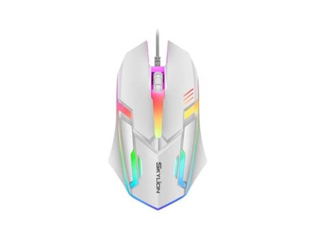 Rato Gaming Desportivo com Luz Led e Conexão Usb Branco SKYLION BY GOEIK