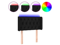 Cabeceira de Cama com Luzes Led Tecido Preto MAISON EXCLUSIVE (83x16x78 cm)