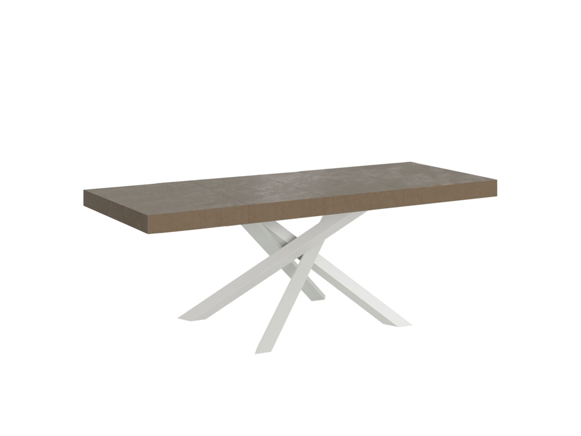 Mesa Extensível Volantis Premium Cinza Pomba 200/304x90 Cm Com Pés Brancos Itamoby