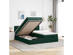 Vidaxl Estrutura De Cama Otomana Com Colchão Verde Escuro Veludo