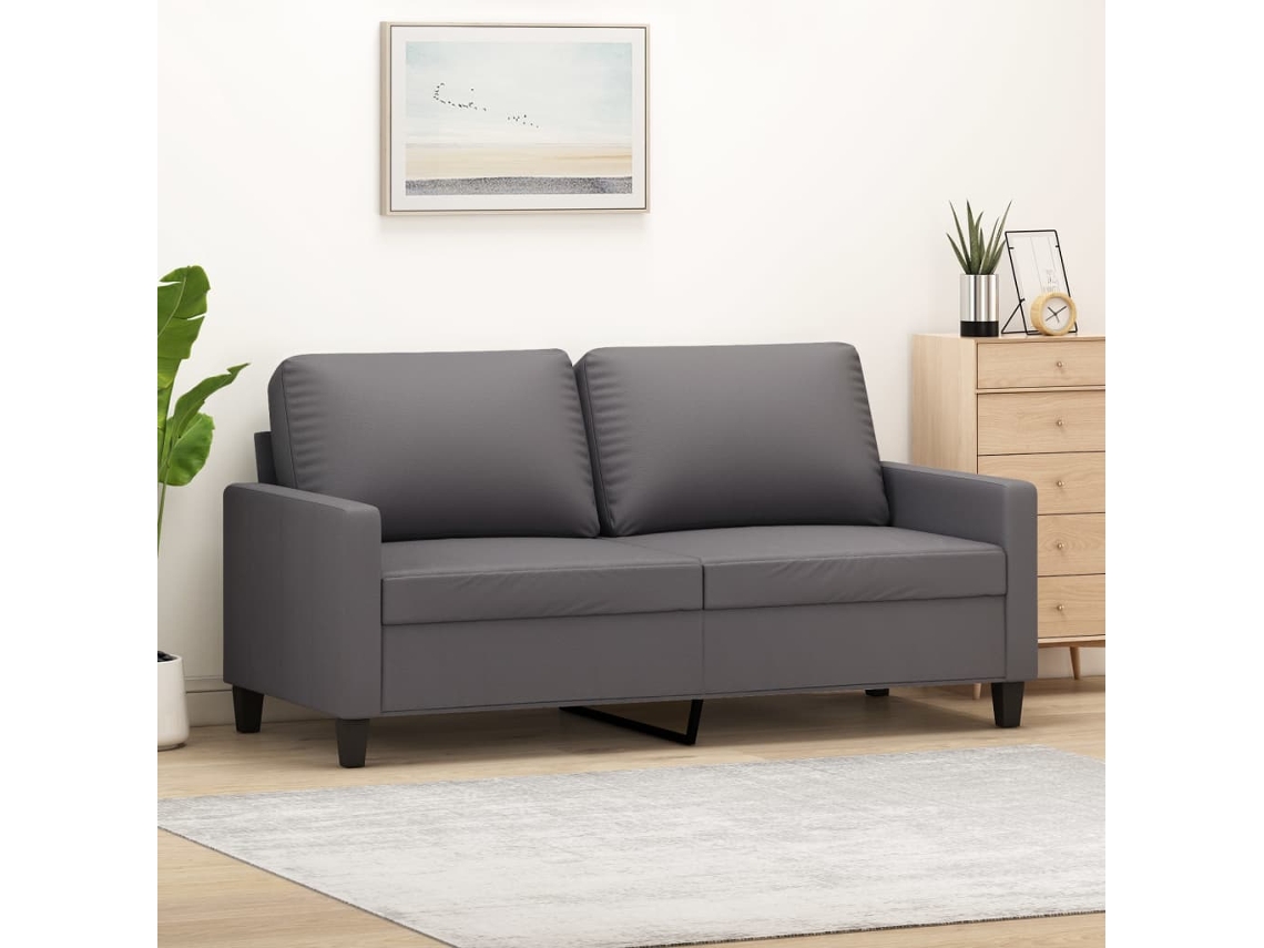 Vidaxl Sofá De 2 Lugares 140 Cm Couro Artificial Cinza