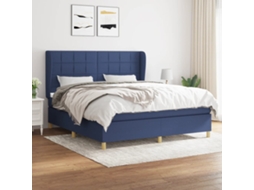 Vidaxl Cama Com Molas/colchão 180x200 Cm Tecido Azul