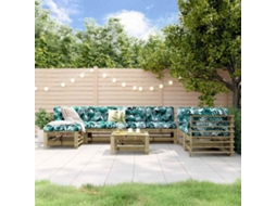 Vidaxl 8 Pcs Conjunto Lounge De Jardim Madeira De Pinho Impregnada