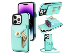 Suporte Casa Para Iphone 15 Pro Pele Sintética Com Porta-cartões Bege