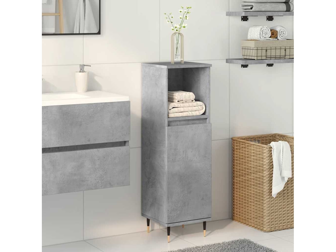 Vidaxl Armário Wc 30x30x100 Cm Derivados De Madeira Cinzento Cimento