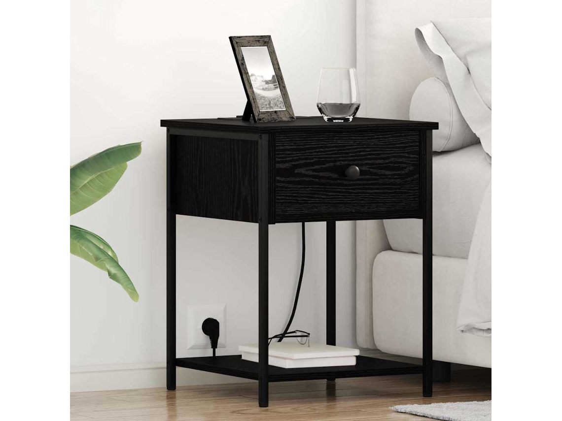 Vidaxl Armário De Cabeceira Carvalho Preto 42 X 41 X 56 Cm