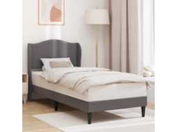 Vidaxl Estrutura da Cama Cinzento 90 X 190 Cm Couro Sintético