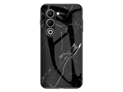 Capa Protetora Para Oppo A5 5g Com Padrão De Mármore, Vidro Temperado Pc Tpu, Cor Preta, Mármore