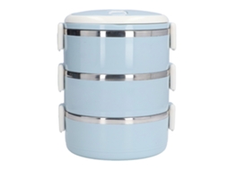 Caixa de Almoço Térmica 3 Camadas Aço Inoxidável Azul