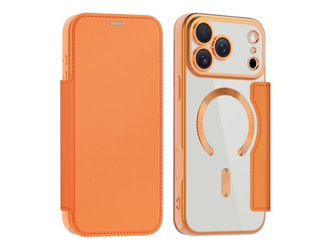 Capa Fólio Protetora Magsafe Elysve Para Iphone 12 Pro Max Resistente Laranja