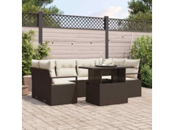 Vidaxl Conjunto De Sofá De Jardim 7 Unid. Castanho Rattan Sintético