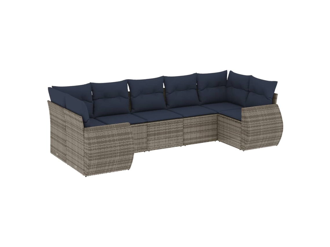 Conjunto de Sofá de Jardim, 7 Peças, Almofadas, Rattan Cinza MAISON EXCLUSIVE