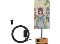 Mesa pequena com entradas USB-C e A, lâmpadas incluídas, ideal para cozinha.