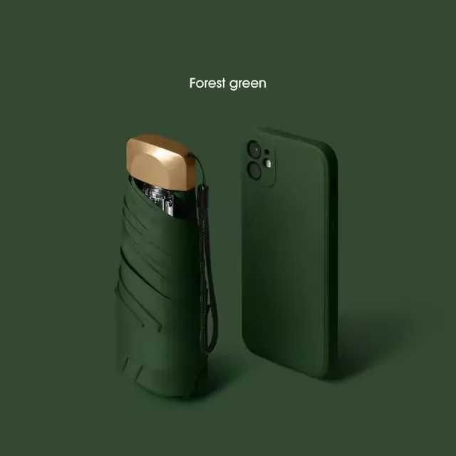 (verde Militar 6k) Mini Guarda-chuva De Bolso, Dobrável, Em Vinil, Para Proteção Solar