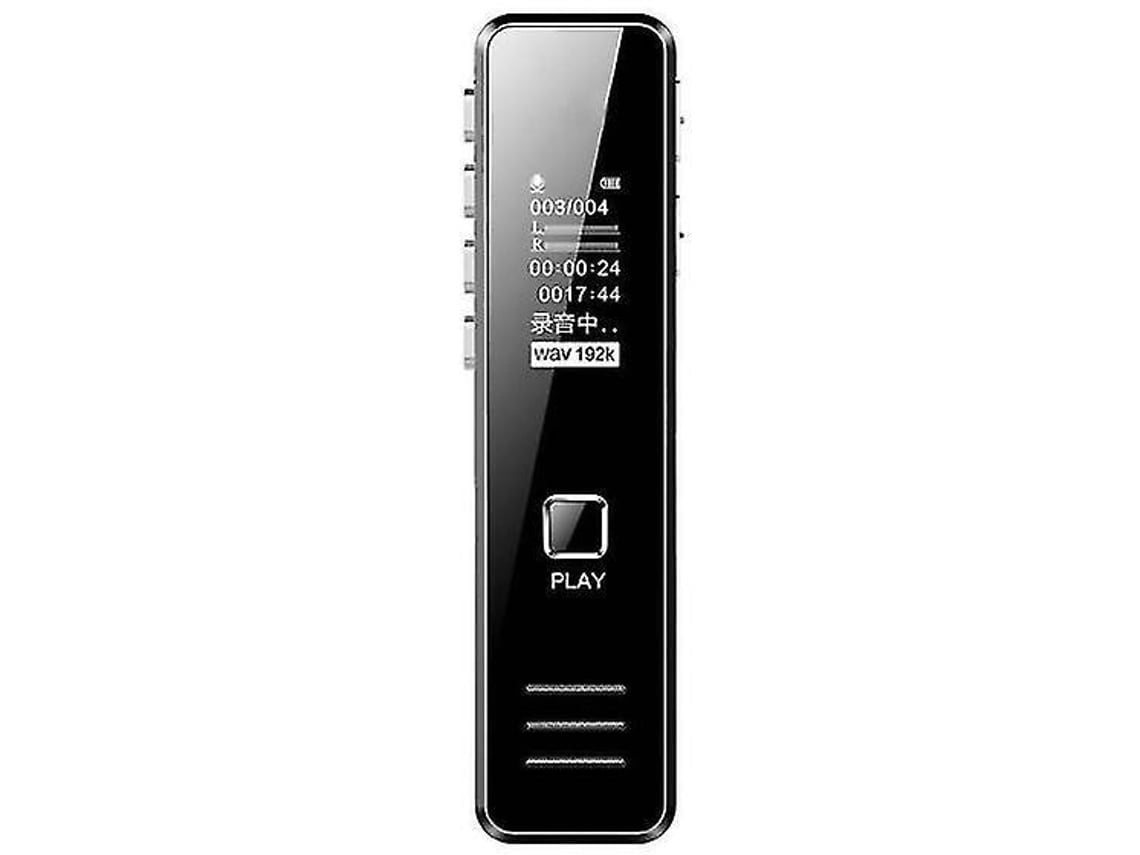 Lurelia Gravador De Voz Digital 16gb Com Reprodução Mp3, Cartão Tf/sd Para Reuniões, Aulas, Entrevistas - Preto