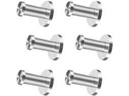 Conjunto de 6 ganchos de parede em aço inoxidável para banheiro, roupas e toalhas (5 cm)