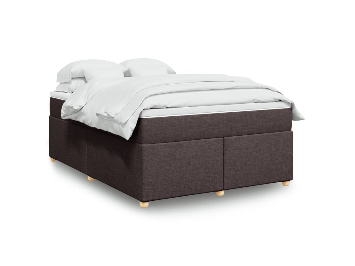 Vidaxl Cama com Molas/colchão 140x190 Cm Tecido Castanho escuro
