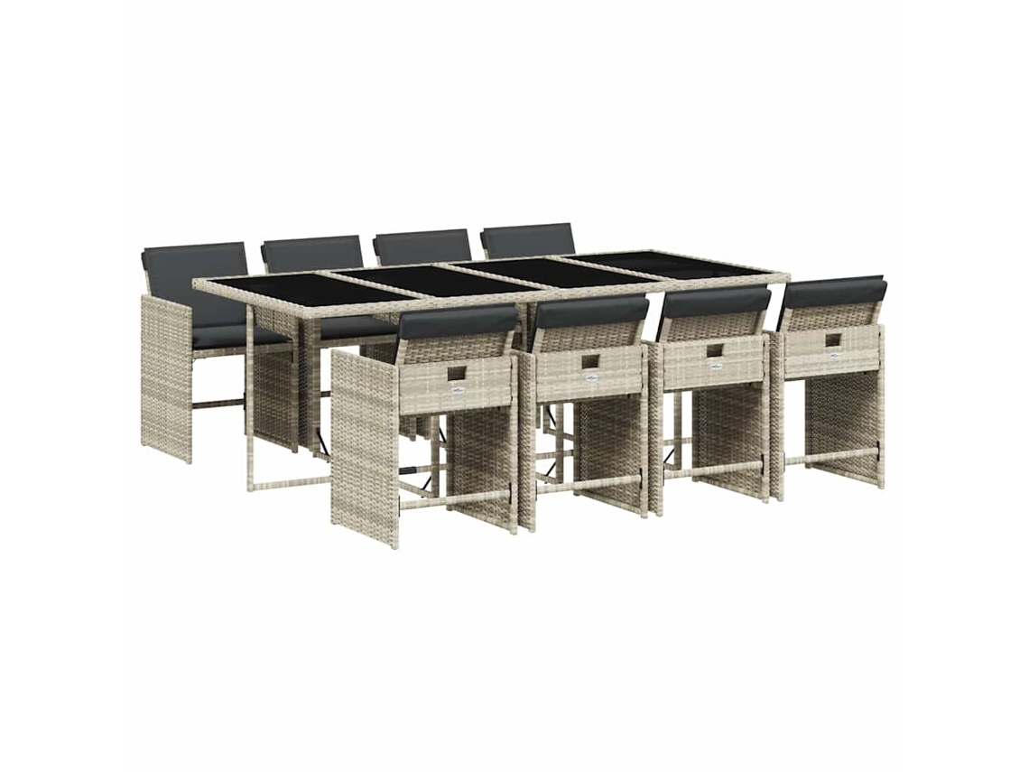 Conjunto de 9 Jantar para Jardim com Almofadões Cinzento Claro MAISON EXCLUSIVE