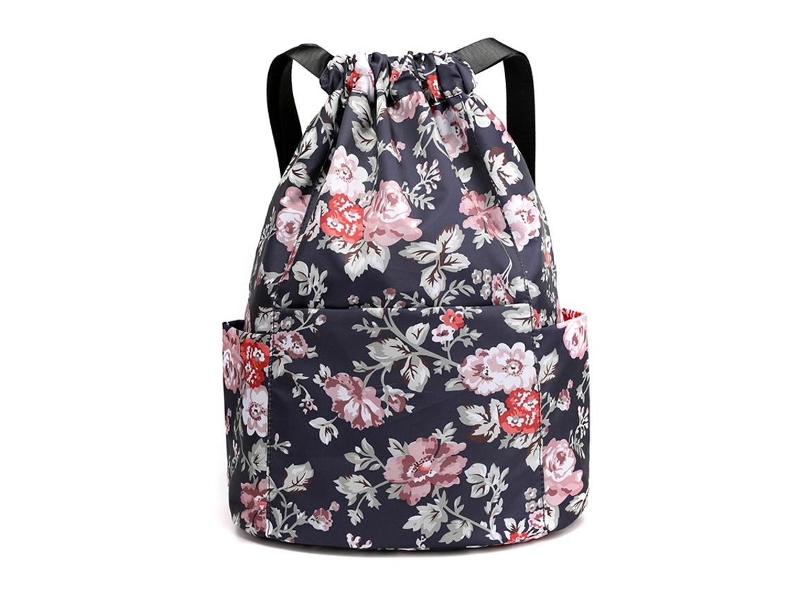 Tecido de Náilon Estampado Mochila de Bolso com Cordão de Grande Capacidade Mochila de Viagem com Cordão