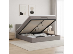 Vidaxl Cama Ottoman Com Colchão Cinzento-acastanhado 180 X 200 Cm