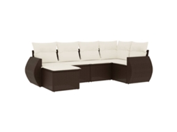 Conjunto de 6 Sofás Jardim com Almofadões Vime Pe Castanho MAISON EXCLUSIVE (80x200 cm)