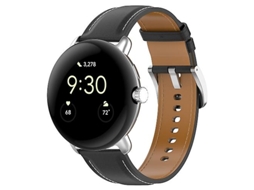 Bracelete para Google Pixel Watch Pulseira de Couro com Costura em Relevo Preta VENISYMLIS