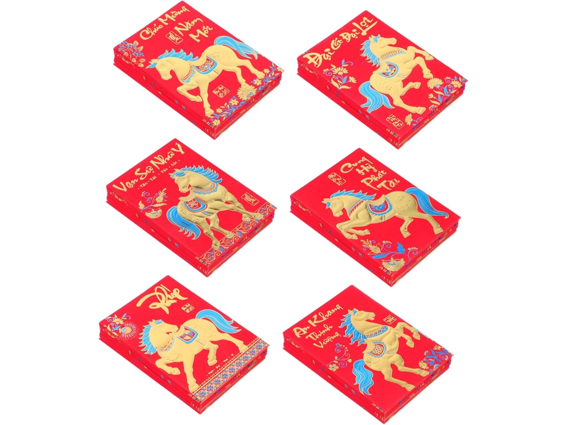 360 Envelopes Da Sorte Para Dinheiro- Pacotes Do Ano Do Cavalo- O Lunar- Ideal O Festival Da Primavera,