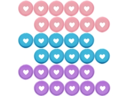 Conjunto De 30 Discos Plástico Para Encadernação, Com Estampa De Coração, Tamanho Padrão, Nas Cores Rosa, Azul E Roxo