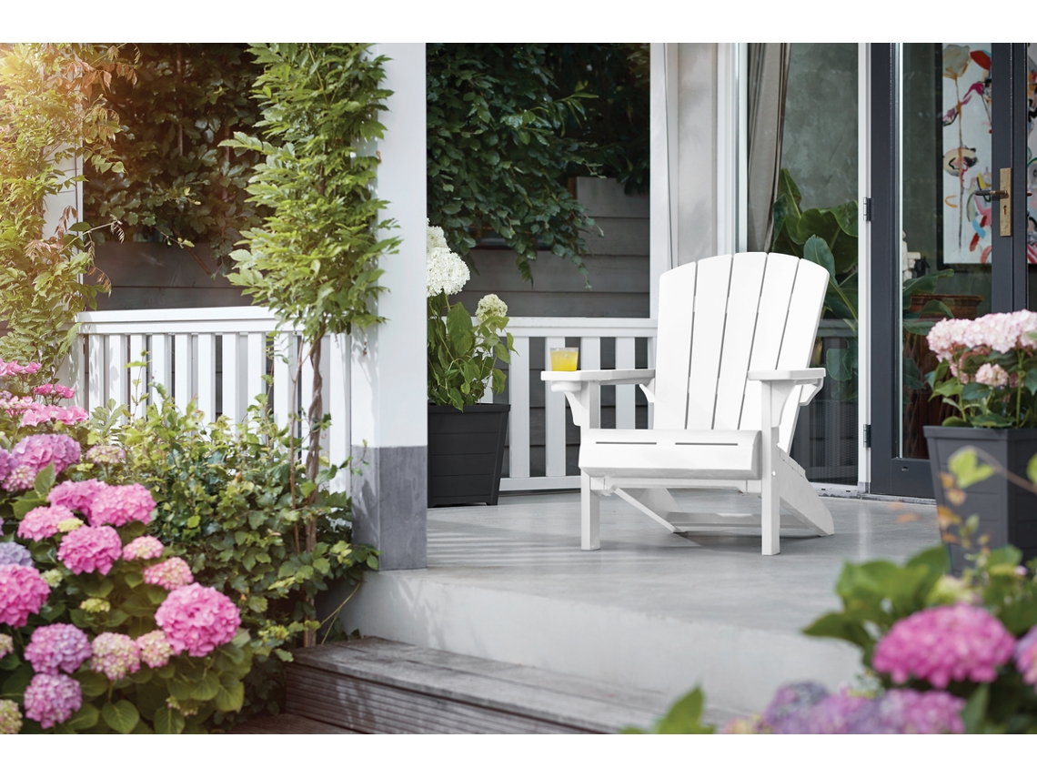 KETER espreguiçadeira ALPINE ADIRONDACK BRANCO piscina terraço resina varanda poltrona cadeira reclinável 80x93x93 cm LxPxA