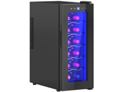 Cave de Vinhos 12 Garrafas, dupla refrigeração termoelétrica, temp. ajustável 8-18°C, porta vidro anti uv, led, 49x25x40cm | S/MARCA