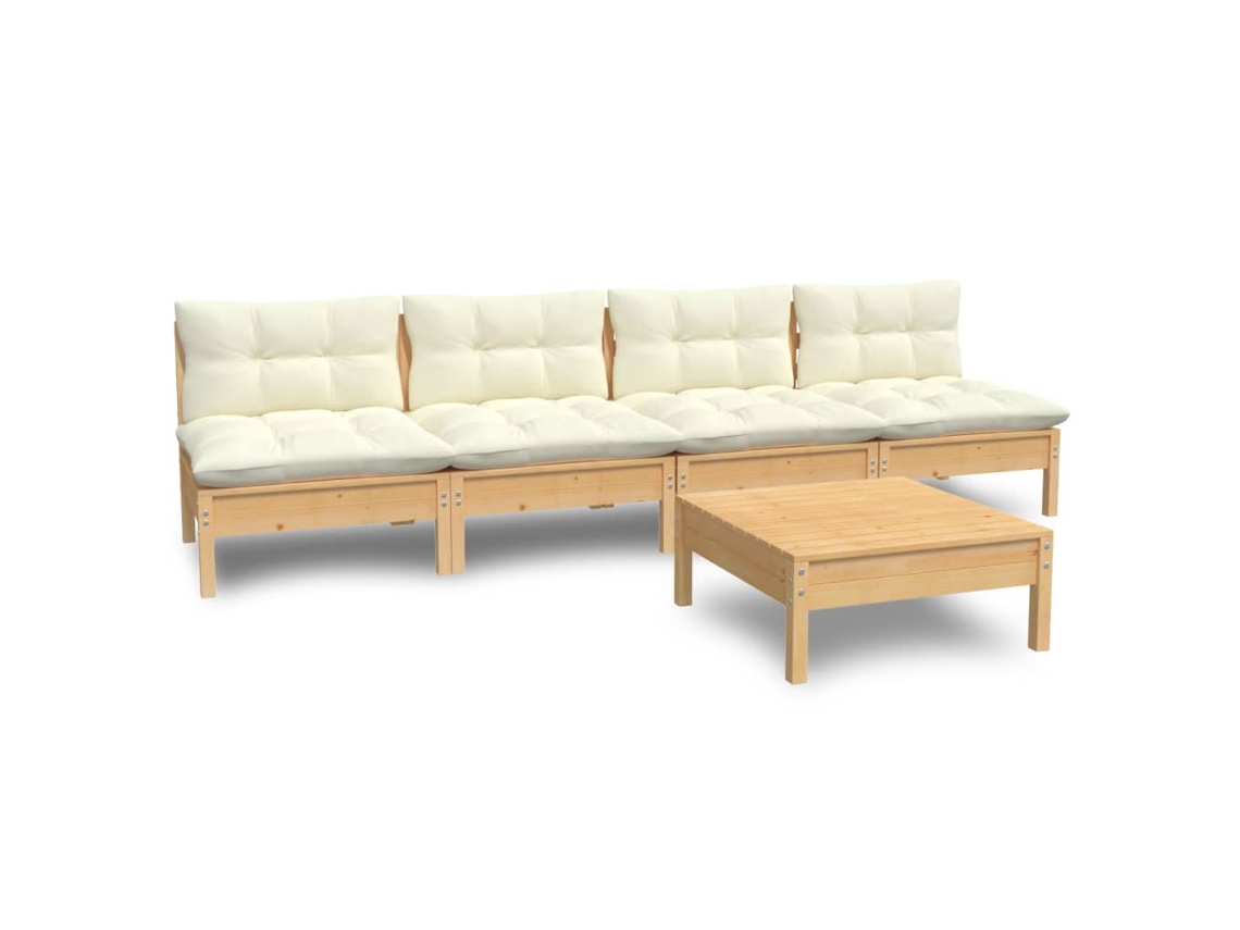 Garden Lounge Set, Garden Lounge Sets Vidaxl Creme Madeira De Pinho (n/a)