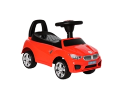Carro de andador para crianças de 18-36 meses, com faróis, música, buzina, volante, compartimento e alça 63,5x28x36 Vermelho | S/MARCA